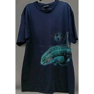 VTG 90s Oceanic Preservation Kauai Whale Wrap Tee XL USA Blue Single Stitch